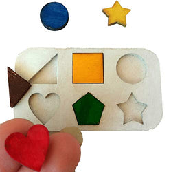 Miniature doll game, wooden dollhouse sorting puzzle geometric shape color.