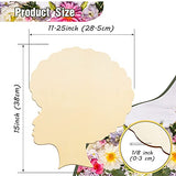 2 Pieces Afro Female Unfinished Wood Wreath DIY Wooden Template Afro Lady Woman Head Shape Wood Art Image for African Girl Crafts Wreath for Front Door