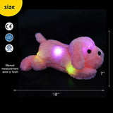 WEWILL Creative Night Light LED Stuffed Animals Lovely Dog Glow Plush Toys Gifts for Kids 18-Inch (Pink)