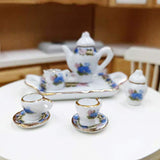DOITOOL 8PCS Miniature Porcelain Ceramic Tea Set Dollhouse 1/12 Miniatur Dish Cup Plate Classic Dollhouse Kitchen Accessories for Children Kids