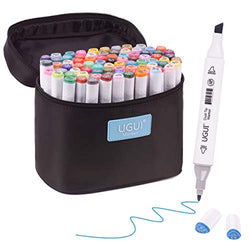 UGUI Markers, 80 Colors Art Marker Set, New Generation Dual Tip Permanent Marker pens for Kids & Adult Drawing and Painting Supplies with Fashion Carrying Case
