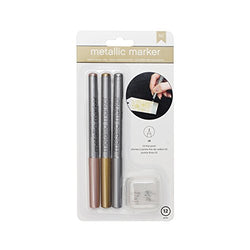American Crafts Metallic Markers Fine Pt. Rose Gold, Silver 3/ Pack