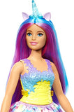 Barbie Dreamtopia Unicorn Doll (Curvy, Blue & Purple Hair), with Skirt, Removable Unicorn Tail & Headband, Toy for Kids Ages 3 Years Old and Up