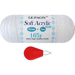 LE PAON 80G Soft Acrylic Yarn White Need Threader，White