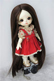Doll Wigs JD016 9-10CM 11-12cm 13-15CM Forest Straight Tiny Size Synthetic Mohair BJD Doll Wigs (Coffce Black, 5-6inch)