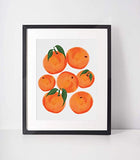 Oranges, Colorful Fruit Original Abstract Modern Contemporary Art Print, Minimalist Wall Art For Kitchen and Home Decor, Boho Art Print Poster, Country Farmhouse Wall Decor 11x14 Inches, Unframed
