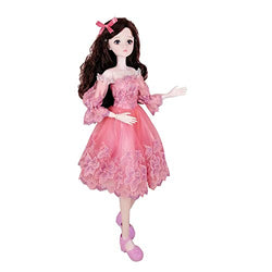 EVA BJD 57cm 22 Inch Doll Jointed Dolls - Including Clothes with Wig, Shoes,Accessories for Girls Gift (Party Wear-Red Pink)