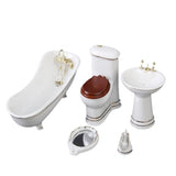 5 PCS White Hamamelidaceae Ceramic Bathroom for Miniature Dollhouse