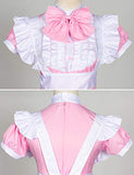 Japanese Anime Sissy Maid Dress Cosplay Sweet Classic Lolita Fancy Apron Maid Dress with Socks Gloves Set (Pink)(XL = Asia XXL)