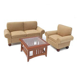 NarutoSak Furniture Model,3Pcs Mini Sofa Table Living Room Furniture Model 1/12 Doll House DIY Accessory Set Beige