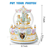 Mr.Winder Carousel Horse Music Box Gifts - Merry Go Round Snow Globe for Girls Women Wife Mom Daughter Valentine Anniversary Christmas Birthday Present Play You are My Sunshine