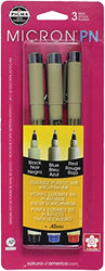 Sakura Black, Blue & Red Pigma Micron PN Pens .45mm 3/Pkg