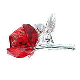 Waltz&F Crystal Rose Flower,Glass Rose Paperweight Figurine Collectible Statue Wedding Table