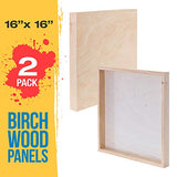 U.S. Art Supply 16" x 16" Birch Wood Paint Pouring Panel Boards, Gallery 1-1/2" Deep Cradle (Pack of 2) - Artist Depth Wooden Wall Canvases - Painting Mixed-Media Craft, Acrylic, Oil, Encaustic