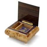 Sophisticated Cream Stain Music Box with Violin Wood Inlay - Wedding March (Mendelssohn) - Swiss