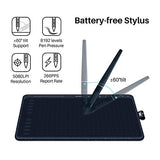 HUION HS611 Graphics Drawing Tablet 10X6 inch with 8192 Levels Battery-Free Pen, 8 Multimedia Keys and 10 Press Keys, Support Android, Ideal Use for Distance Education and Wed Conference,Starry Blue