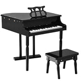 Goplus Classical Kids Piano, 30 Keys Wood Toy Grand Piano w/ Bench, Mini Musical Toy for Child (Black)