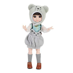 LoveinDIY 14.2 Inch BJD American Doll with Cloth Dress Up Girl Figure for DIY Customizing - Gray Rat