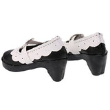 Jili Online 1 Pair Black PU Leather Lolita Strap Shoes Block Heel Mary Janes Shoes for 1/3 BJD SD AOD Dollfie Dolls