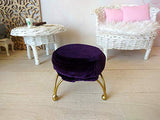 Miniature dollhouse elegant chair, Victorian violet velvet seat with gold metal legs