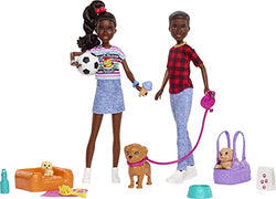Barbie It Takes Two Playset with Jackson & Jayla Twins Dolls & 13 Storytelling Pieces Including 3 Pet Puppies & Accessories, Toy for 3 Year Olds & Up