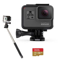 GoPro HERO6 Black - Bundle with 32GB SDHC Card, and Selfie Stick