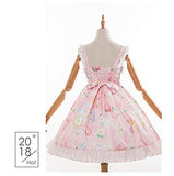 Smiling Angel Sweet Lolita Printed Rabbit Dress Sleeveless Chiffon Lace JSK Princess Dress (Pink, L-XL)