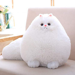 Winsterch Kids Cats Stuffed Animal Toys Gift Plush Cat Animal Baby Doll, Fat White Plush Cat,12