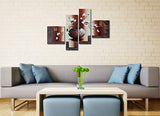 Wieco Art 4-Piece Elegant Flowers Stretched and Framed Hand-Painted Modern Canvas Wall Art