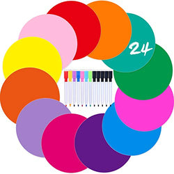 Zayvor 24pcs Dry Erase Circles Dry Erase Table Spots,White Board Markers,Removable Vinyl Dots Stickers Colorful Wall Decal Classroom Table Spots for Home Office School Classroom Decorations