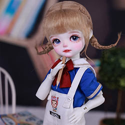 Handmade BJD Doll 1/6 Cute Girl SD Dolls DIY Resins Ball Jointed Doll Include Blue T-Shirt + White Shorts + Shoes + Wig, Best Birthday Gift