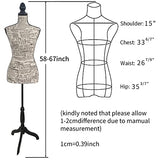 Female Dress Form Mannequin Torso Body with Adjustable Tripod Stand Dress Jewelry Display