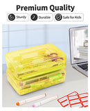 6 Pack Pencil Box, Sooez School Box, Hard Pencil Boxes for School Supplies Bulk, Large Plastic Pencil Case with Lid, Clear Pencil Container, Stackable School Box Crayon Boxes Bulk for Kids