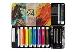Ultimate Bundle!! Cambridge Art Supplies Watercolor Pencils – Drawmate Professional Collection for Adults Includes 24 x Color Pencils + 100% Free Color Leads & 5 Free Graphite Pencils