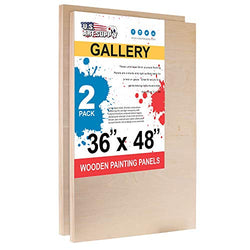 U.S. Art Supply 36" x 48" Birch Wood Paint Pouring Panel Boards, Gallery 1-1/2" Deep Cradle (Pack of 2) - Artist Depth Wooden Wall Canvases - Painting Mixed-Media Craft, Acrylic, Oil, Epoxy Pouring