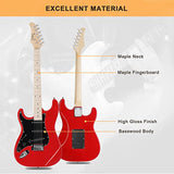 GLARRY 39" Left Handed Full Size Electric Guitar for Music Lover Beginner with 20W Amp and Accessories Pack Guitar Bag (Red)