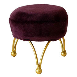 Miniature dollhouse elegant chair, Victorian violet velvet seat with gold metal legs