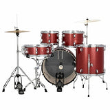 Ludwig Accent Drive Red 5-Piece Drum Set Bundle with Vic Firth American Classic 5A Drum Sticks and FastTrack Drum Method (Book 1)