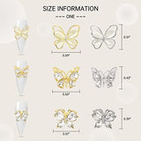 3D Butterfly Nail Charms 12PCS Butterflies Shape Charms for Nails Gold Silver Inlaid with Crystals Rhinestones Charms for Women Girls DIY Nail Art Decoration Supplies