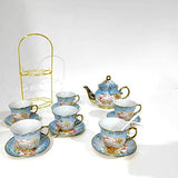 DaGiBayCn 20 PCS Tea set Ceramics Tea set Afternoon Tea Set Adult tea set Gift Tea Set Can Drink Coffee Strong Tea blue