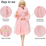 WEGUTATS 5 Set Fashion Girl Doll Clothes Set Winter Outfits, 3 pcs Handmade Soft Fur Coat + 2 pcs Casual Long Sleeve Sweater for 11.5 Inch Girl Doll Kids Toy, Xmas Gifts