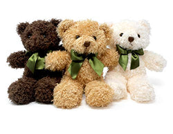 Pluffins Teddy Bear Plush - Stuffed Animal in 3 Colors - 3-Pack