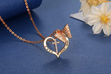Heart & Butterfly Necklaces for Women Sterling Silver - Rose Gold Plated Pendant Necklace for Girls Love Faith Hope Theme Minimalist Delicate Daily Personalized Mother Days Jewelry