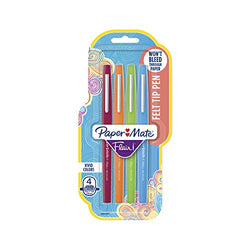 Paper Mate Flair Felt Tip Pens, Medium Point (0.7mm), Assorted Colors, 4 Count
