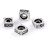 Charm Antique Silver Carved Square Spacer Beads Craft Findings Jewelry Making DIY