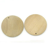 Housweety 50pcs Wood Charm Pendants Round Natural 3cm Dia.(1 1/8")