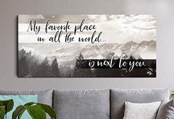 Sense of Art | Next To You Quote | Wooden Framed Canvas | Ready to Hang Wall Art Bedroom Decor For Couples (Brown Grey, 42x19)