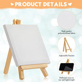 Stretched Mini Canvases Small Painting Canvas with Mini Easel Art Canvases for Painting with Wood Display Easel for Kids Painting Craft Acrylic Pouring Oil Water Color Supply(64 Pack,4 x 4 Inch)