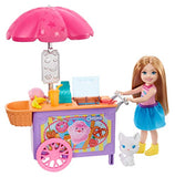 Barbie Club Chelsea Doll and Snack Cart Playset, 6-inch Blonde with Pet Kitten and Accessories, Gift for 3 to 7 Year Olds