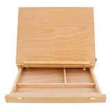 US Art Supply Solid Solana Adjustable Wood Desktop Table Easel with Drawer